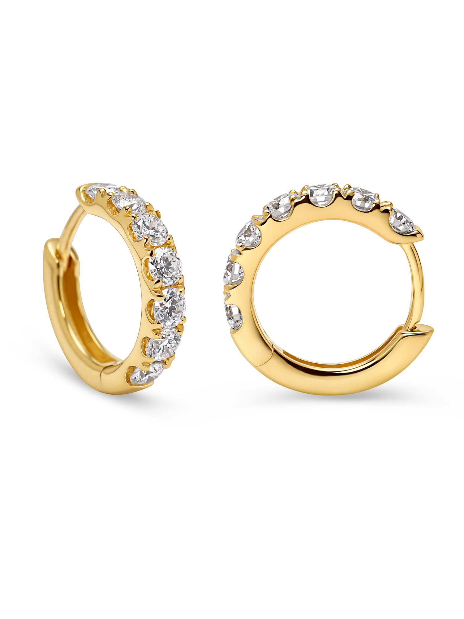 Lab grown diamond huggie earrings in 18k yellow gold
