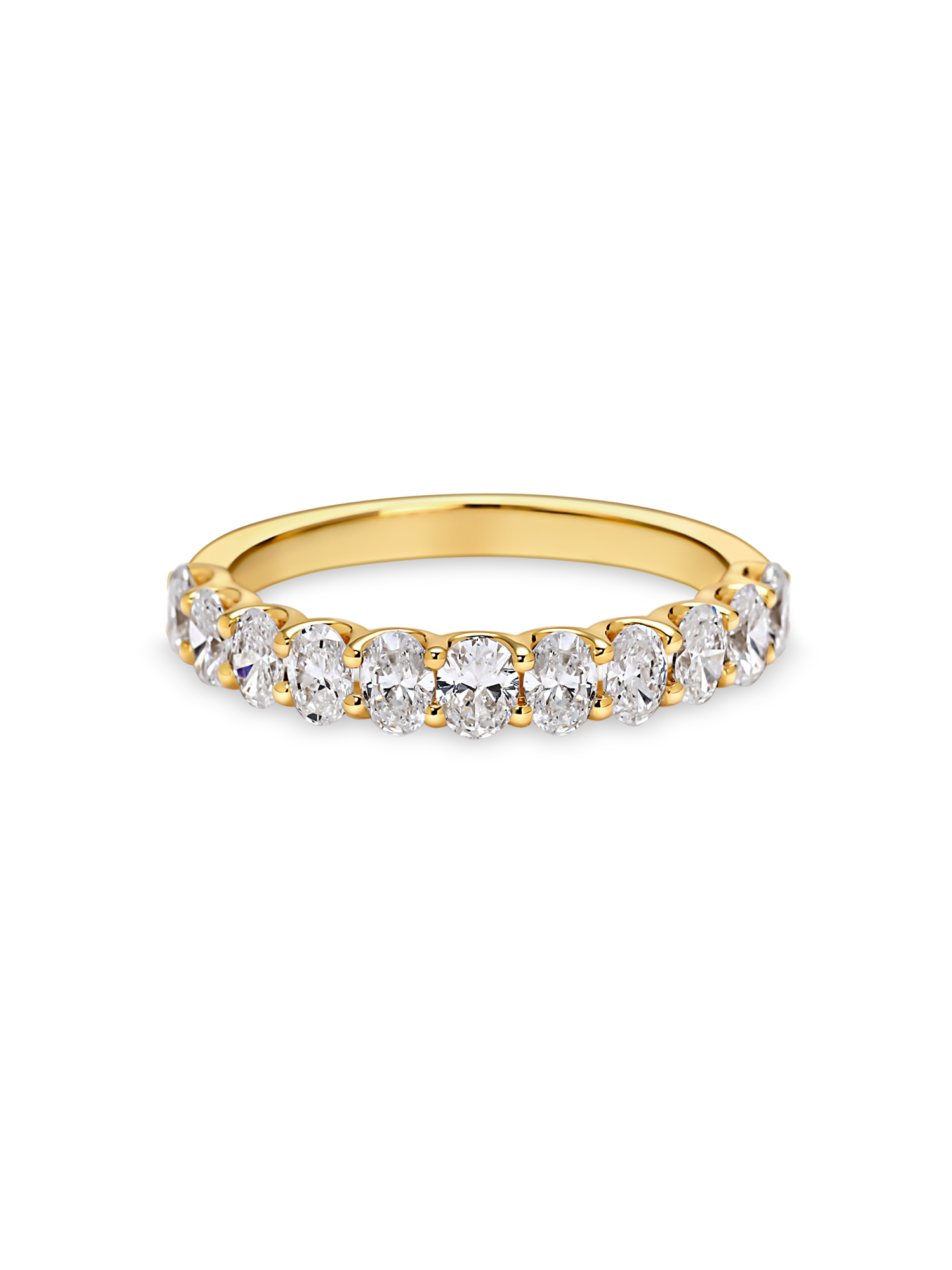 Lab grown oval diamond eternity ring in 18k yellow gold
