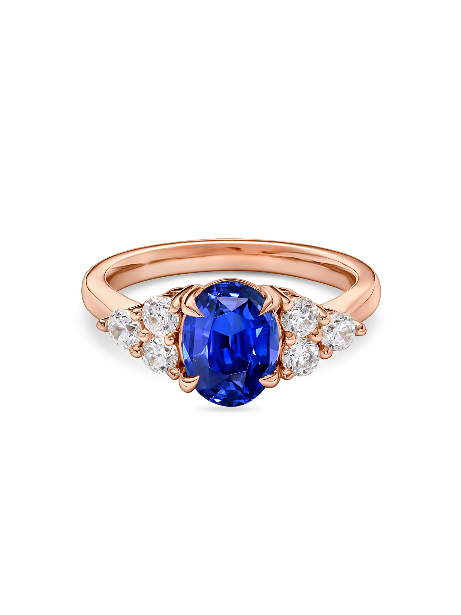 lab grown gemstone engagement ring rose gold front view