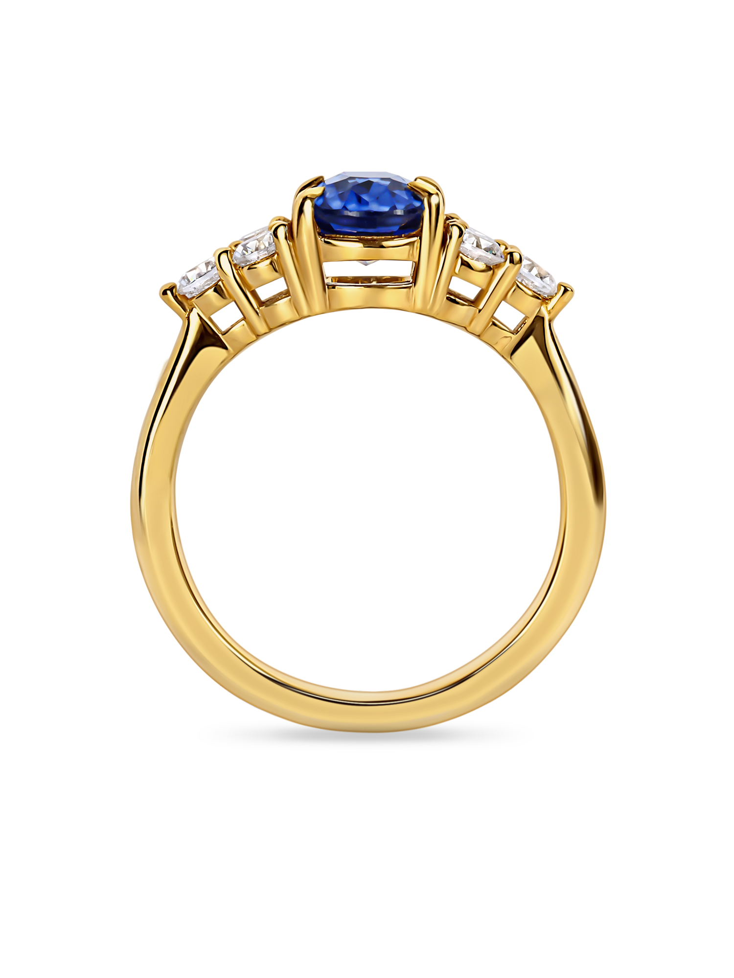 lab grown gemstone engagement ring yellow gold side view