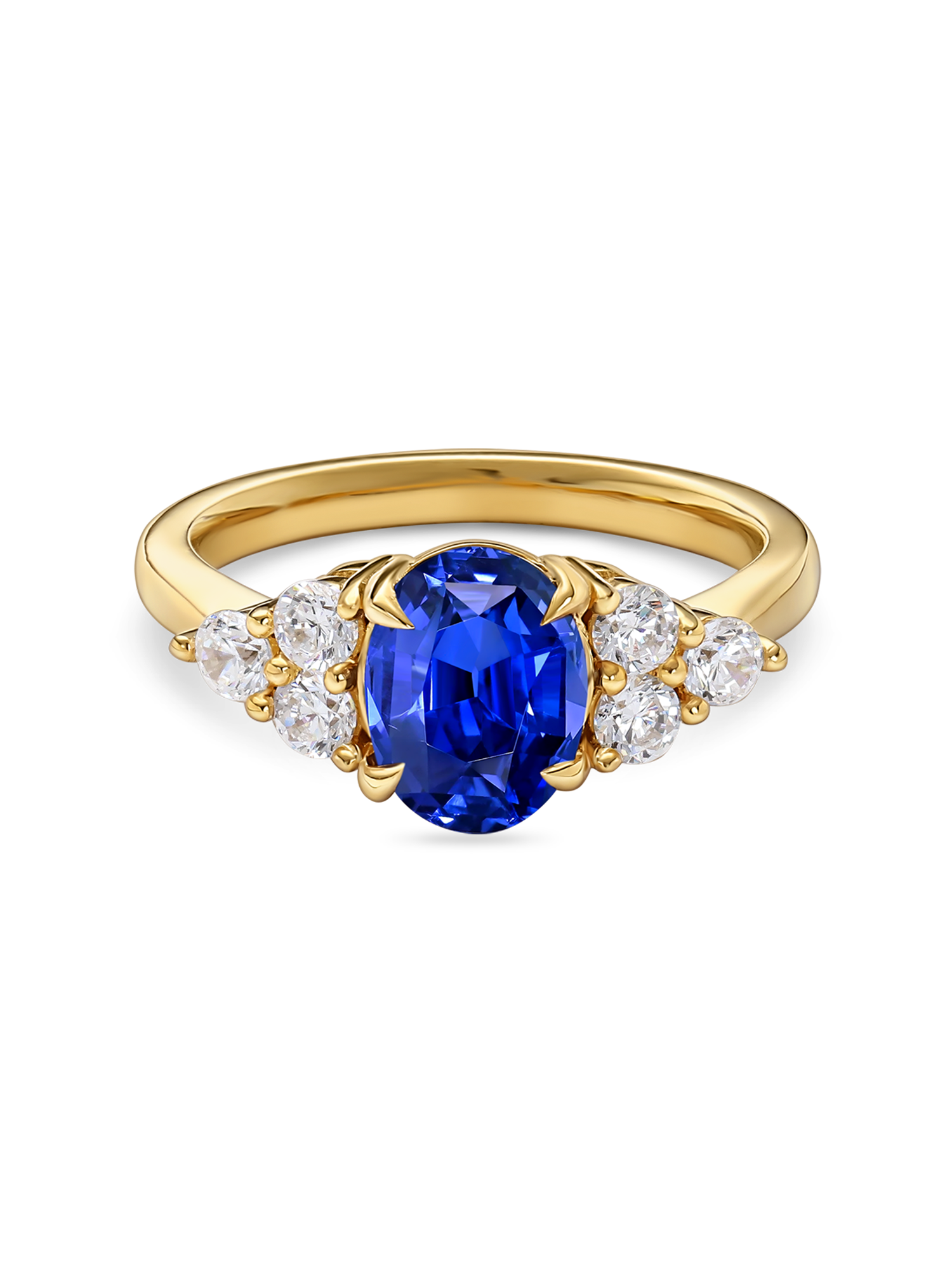 lab grown gemstone engagement ring yellow gold front view