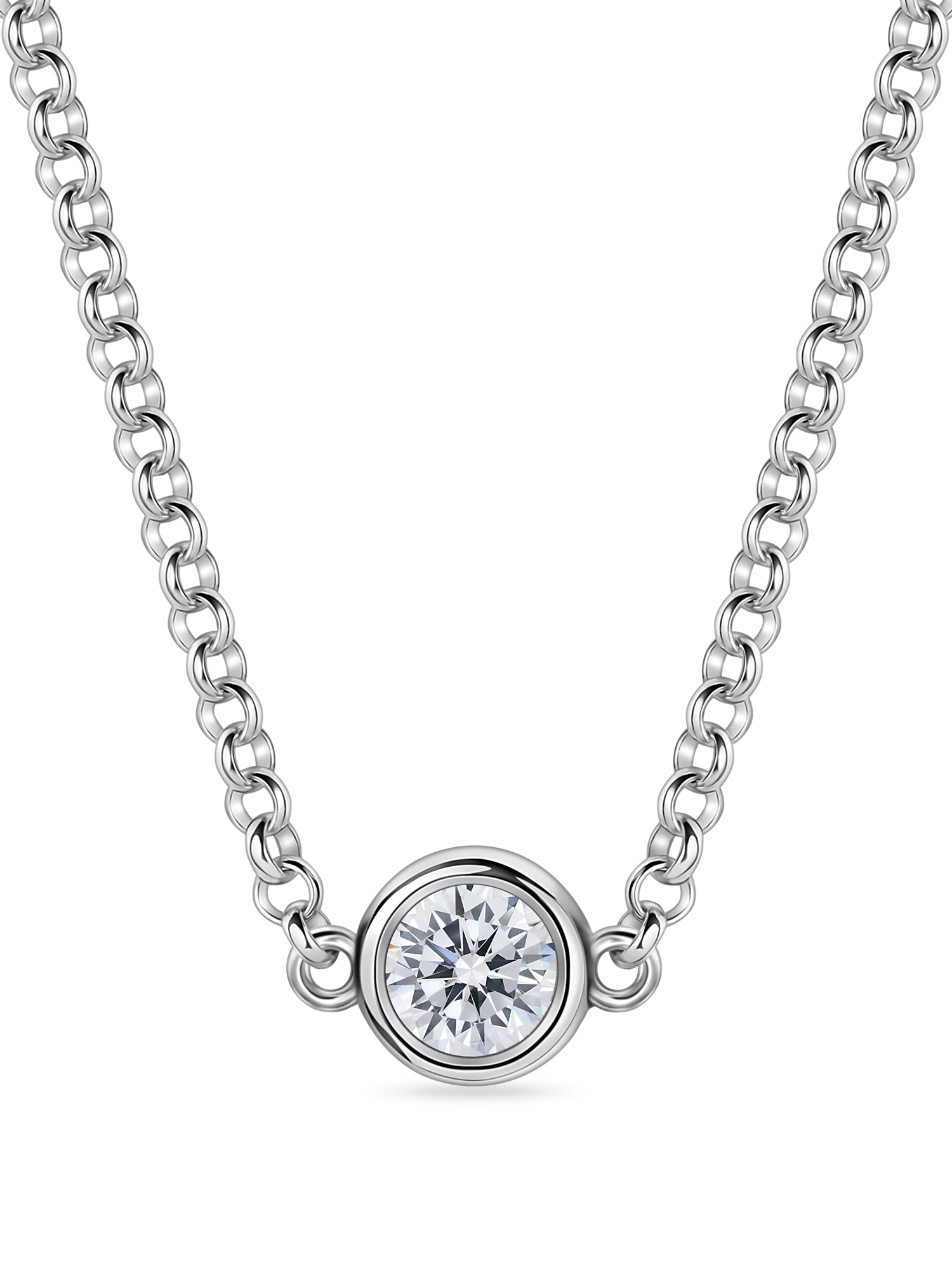 close up view of the spectacle set 5 round lab grown diamond necklace. Made with recycled precious metals in london.