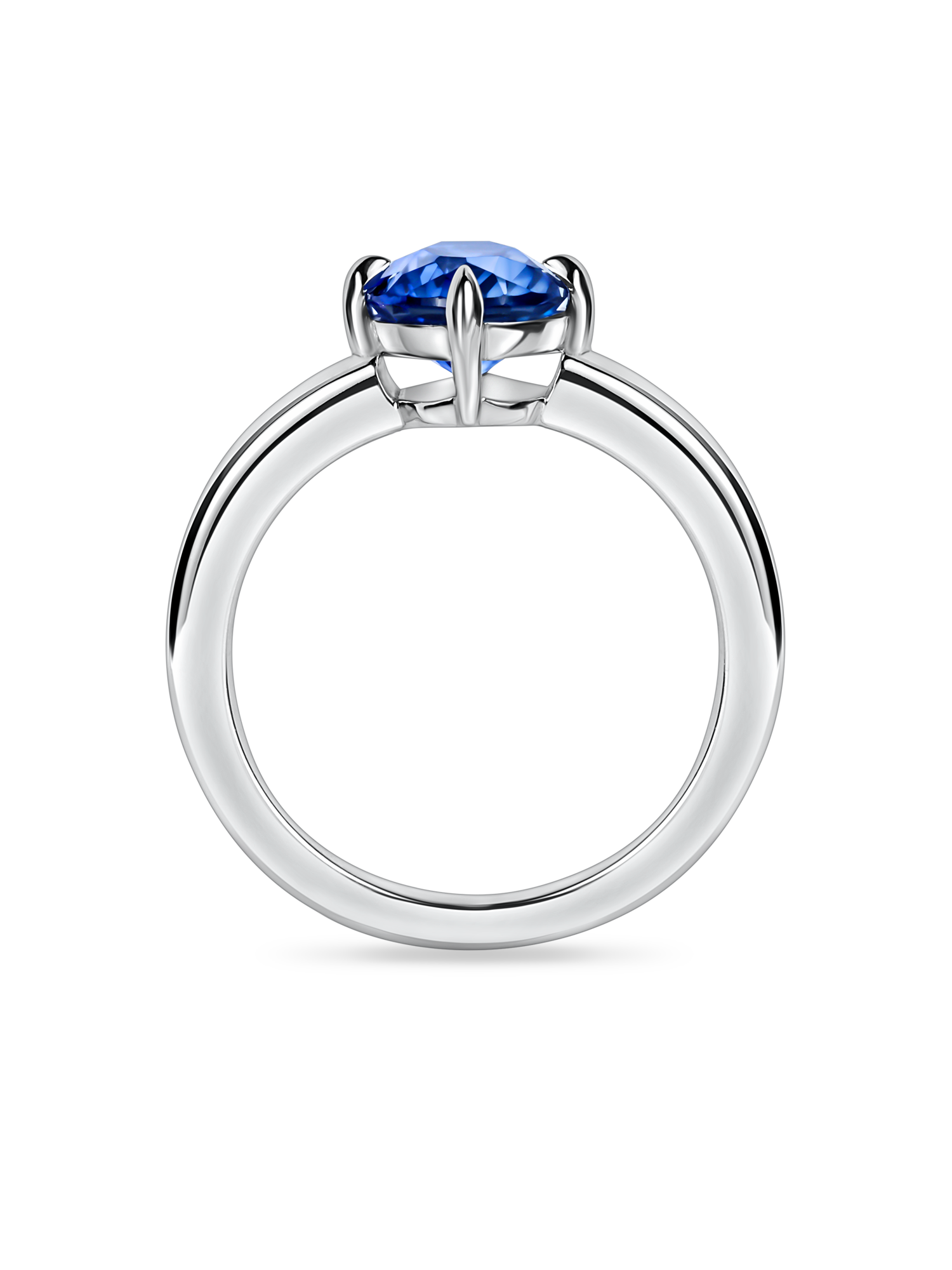 Lab grown gemstone in platinum side view