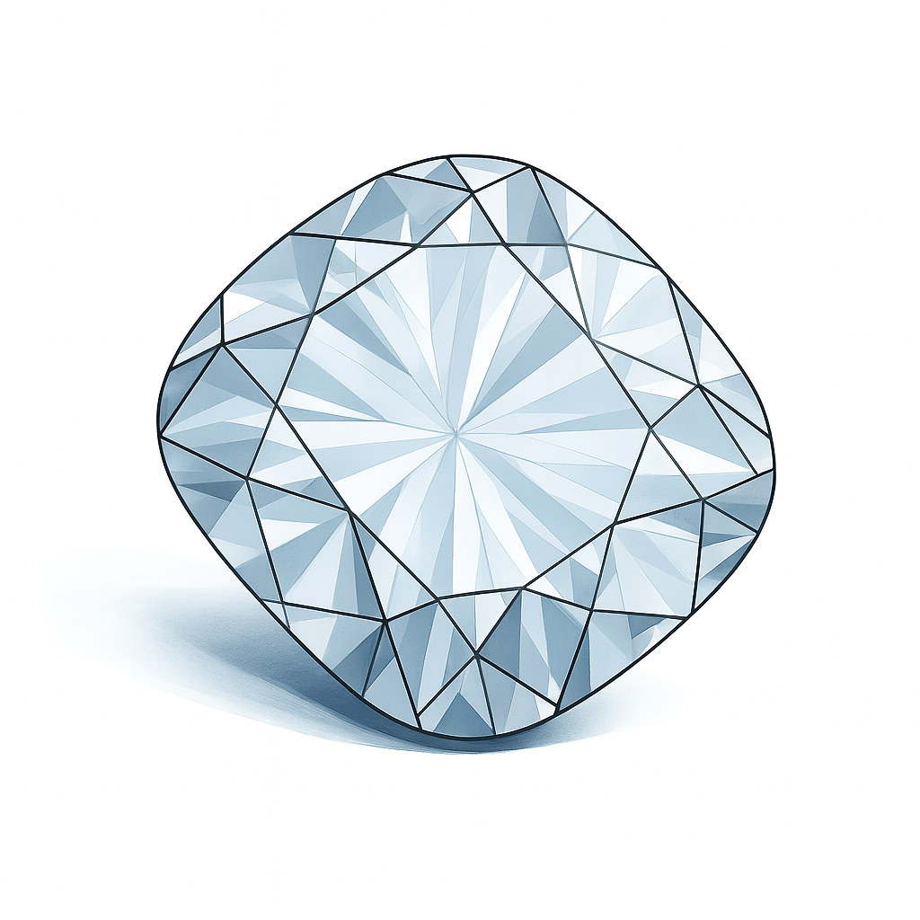 Cushion Cut Engagement Ring on its side