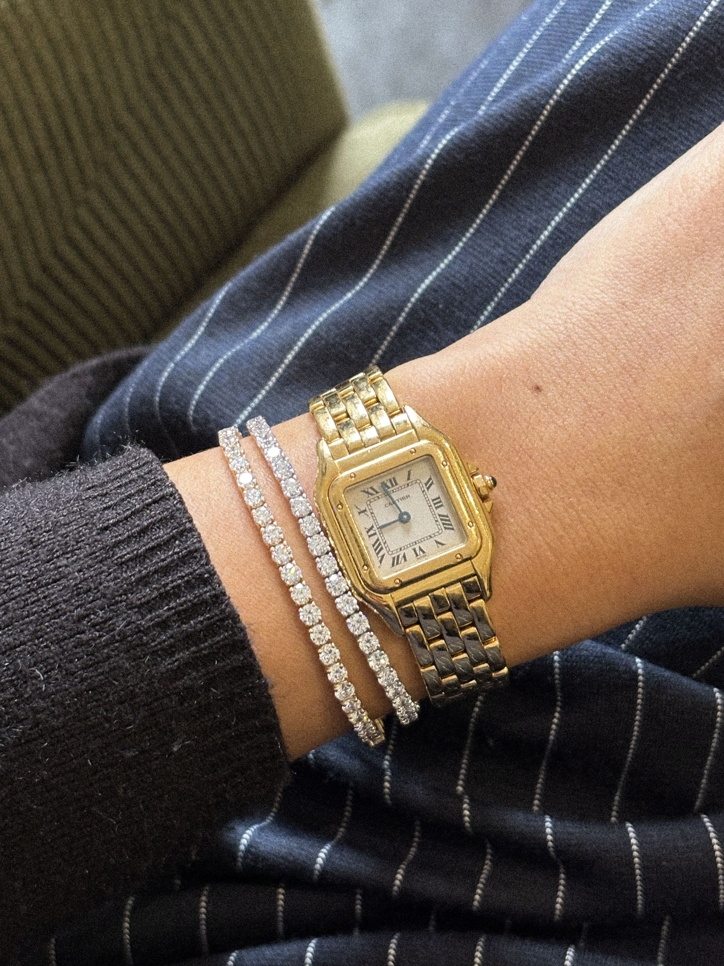 ready to ship lab grown diamond tennis bracelets. Hatton Garden, London, UK