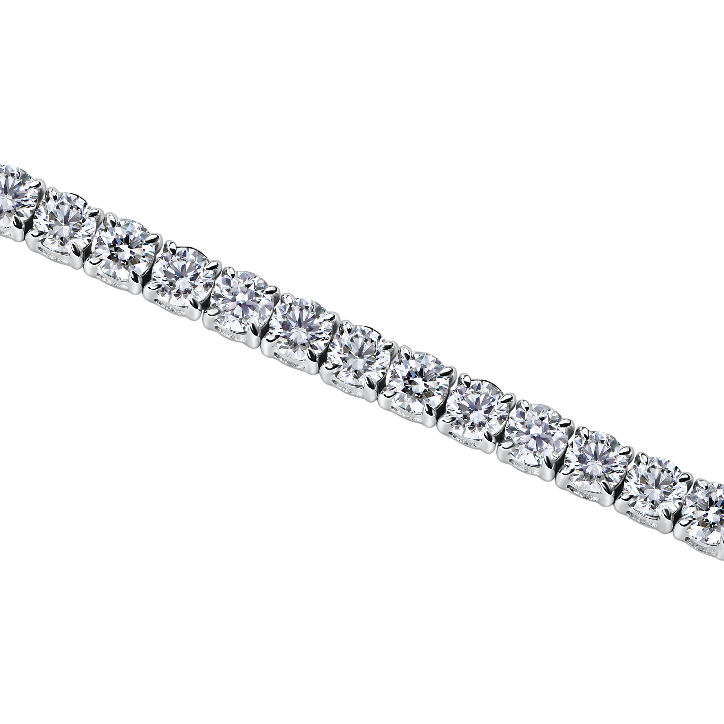 3ct lab grown round diamond tennis bracelet in 18k gold without background