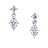 Round and Oval Diamond Drop Earrings