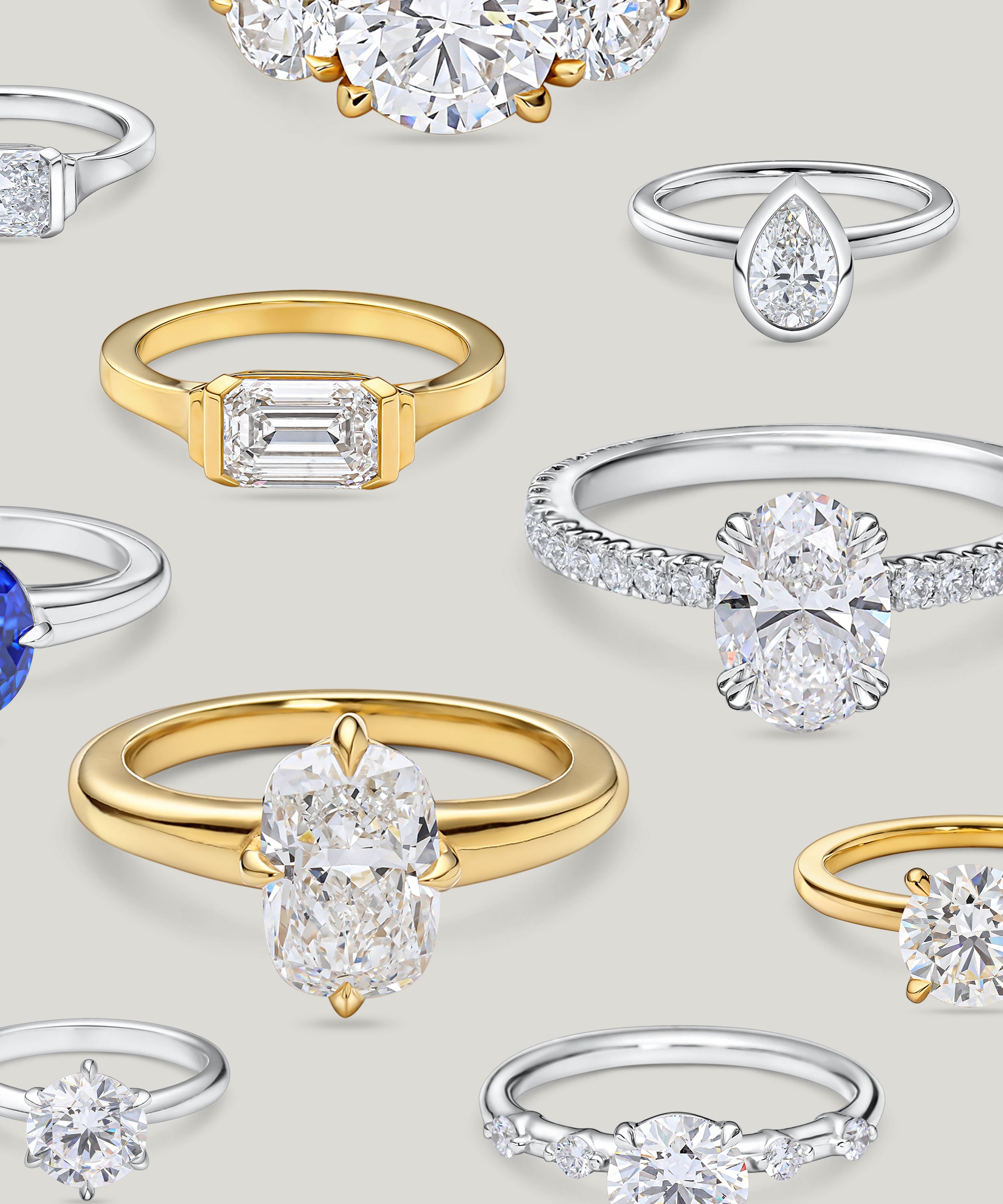 Collage of Lab Grown Diamond Engagement Rings
