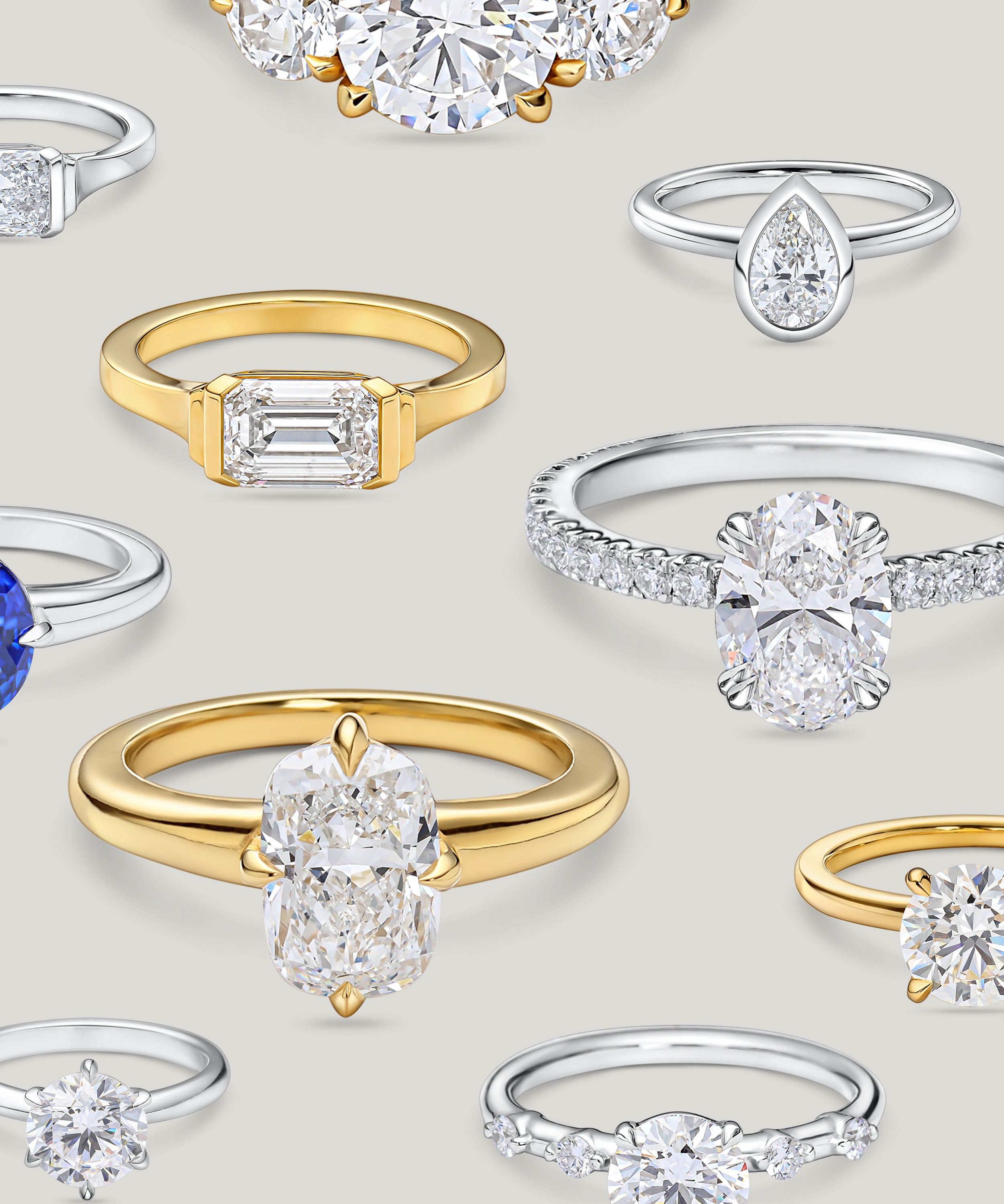 Collage of Lab Grown Diamond Engagement Rings