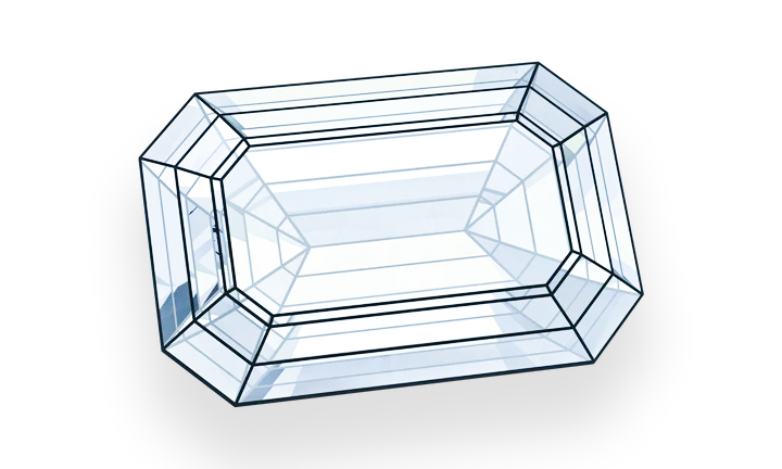 cartoon style image of a emerald cut synthetic Diamond ready to be made in rings or jewellery. line design