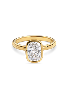 Elongated Cushion Cut Bezel Set Engagement Ring
