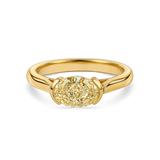 East-West Oval Solitaire Featuring Lab Grown Yellow Diamond