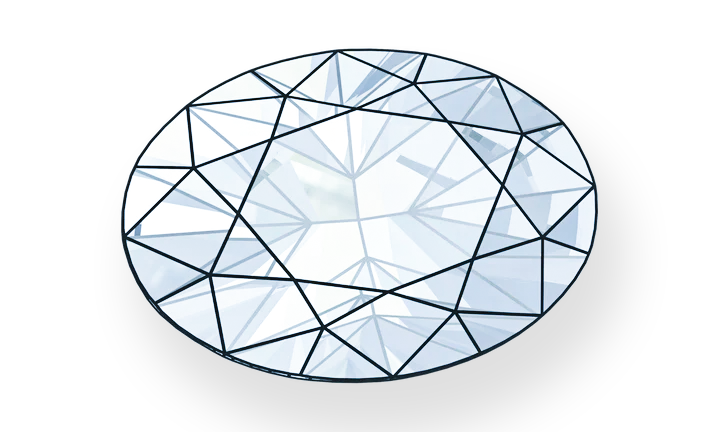 cartoon style image of a oval Lab created Diamond ready to be made in rings or jewellery. line design