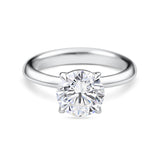 front view 2 carat platinum round solitaire engagement ring featuring lab grown diamond and knife edge band