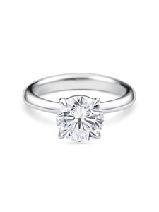 Round Solitaire Engagement Ring – Lab Grown Diamond with Knife Edge Band
