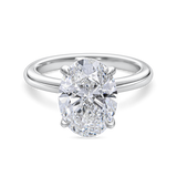 Oval Diamond Solitaire with a Hidden Halo