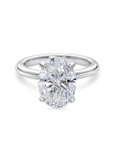 Oval Diamond Solitaire with a Hidden Halo