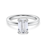 Emerald Cut Diamond Double Claw Solitaire