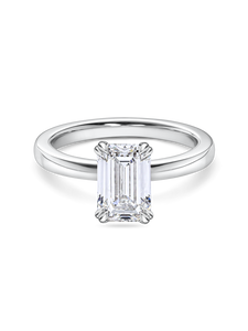 Emerald Cut Diamond Double Claw Solitaire