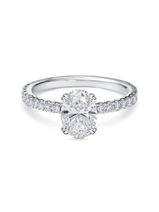 Oval Diamond Solitaire with a Diamond Band