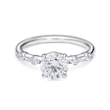Round Solitaire with Diamond Shouldered Band