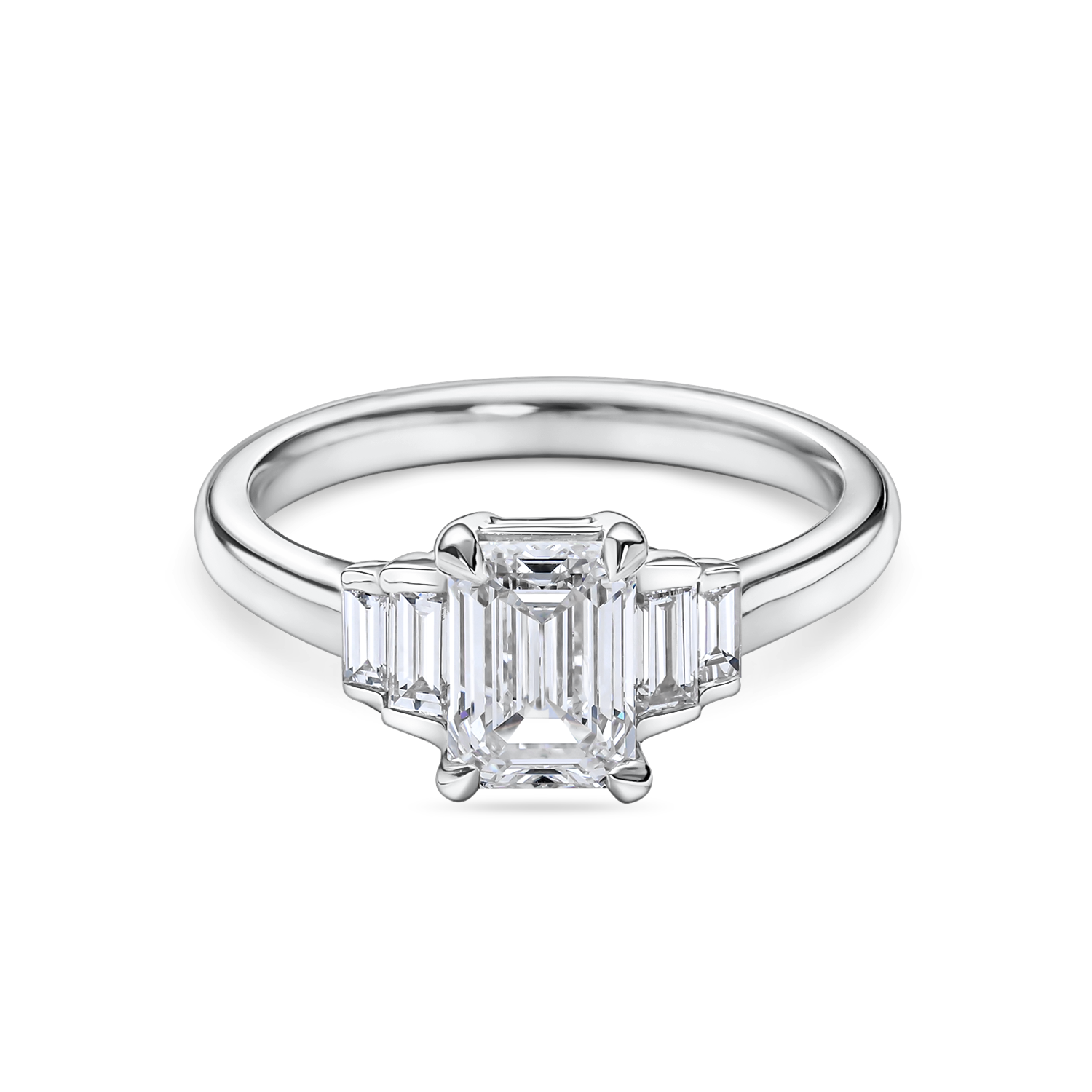 Art Deco Emerald Cut Diamond with Baguettes