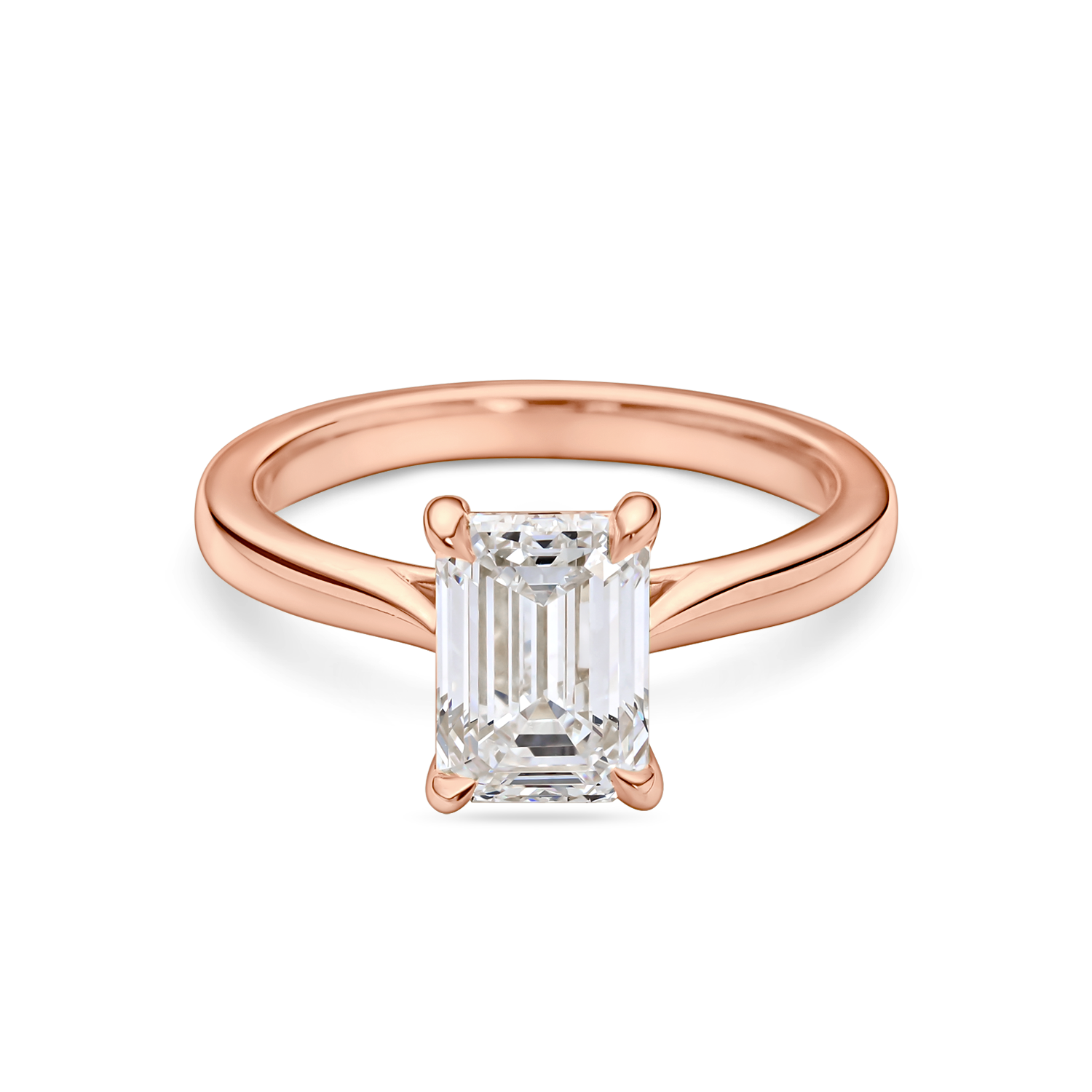 Lab grown emerald cut solitaire ring