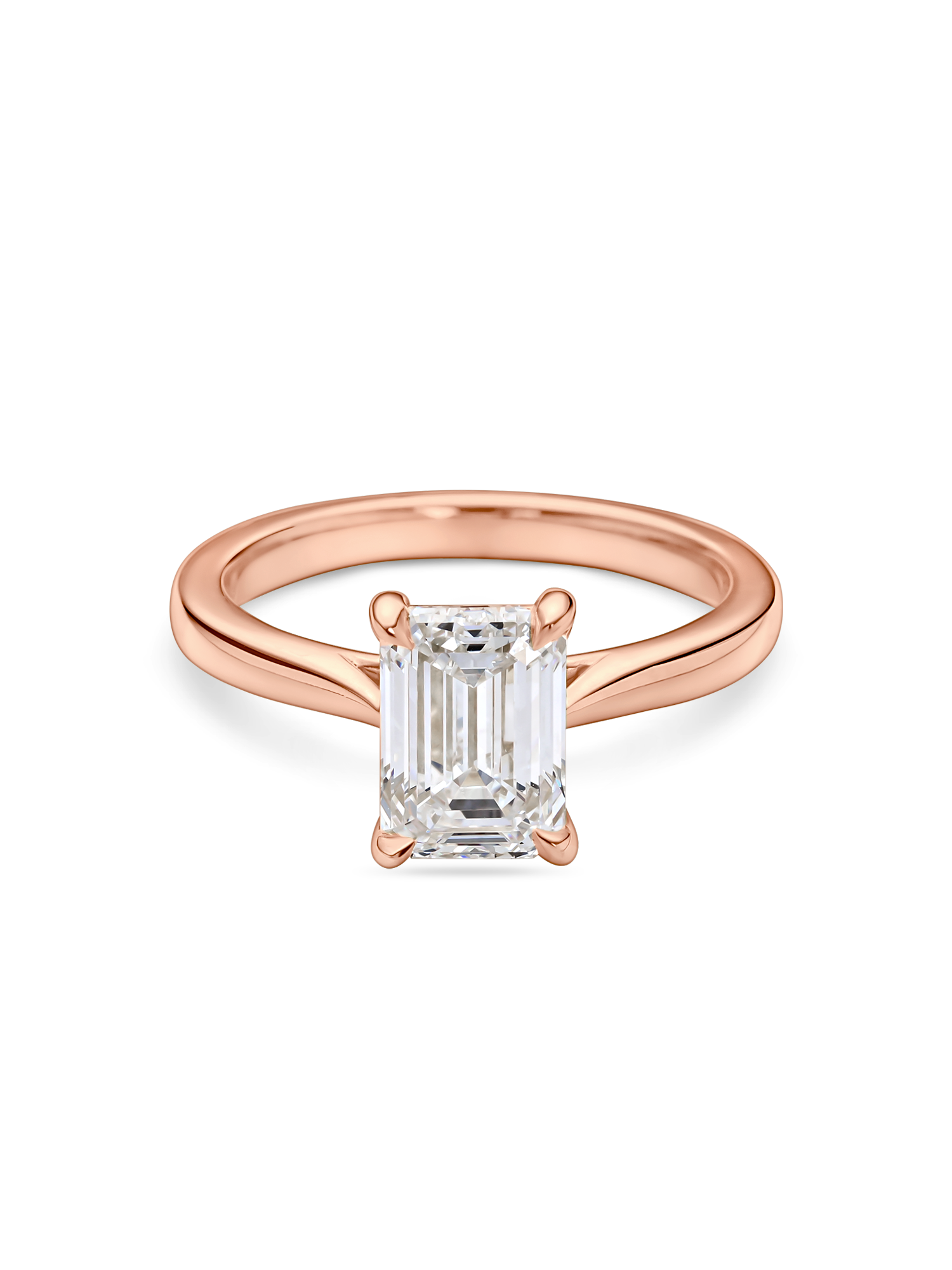 Lab grown emerald cut solitaire ring
