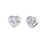 Heart-shaped diamond earrings in platinum. Made in London with lab grown dimaonds