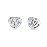 Heart-shaped diamond earrings in platinum. Made in London with lab grown dimaonds