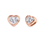 Heart-shaped diamond earrings in rose gold. Made in London with lab grown dimaonds