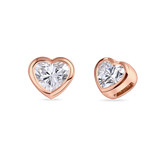 Heart-shaped diamond earrings in rose gold. Made in London with lab grown dimaonds