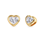 Heart-shaped diamond earrings in yellow gold. Made in London with lab grown dimaonds
