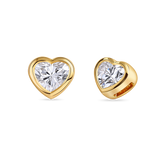 Heart-shaped diamond earrings in yellow gold. Made in London with lab grown dimaonds