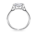 no background of the side view of east west oval, lab grown diamond and platinum hand finished in London, uk