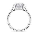 no background of the side view of east west oval, lab grown diamond and platinum hand finished in London, uk