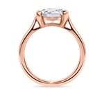 no background of the side view of east west oval, lab grown diamond and rose hand finished in London, uk