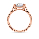 no background of the side view of east west oval, lab grown diamond and rose hand finished in London, uk