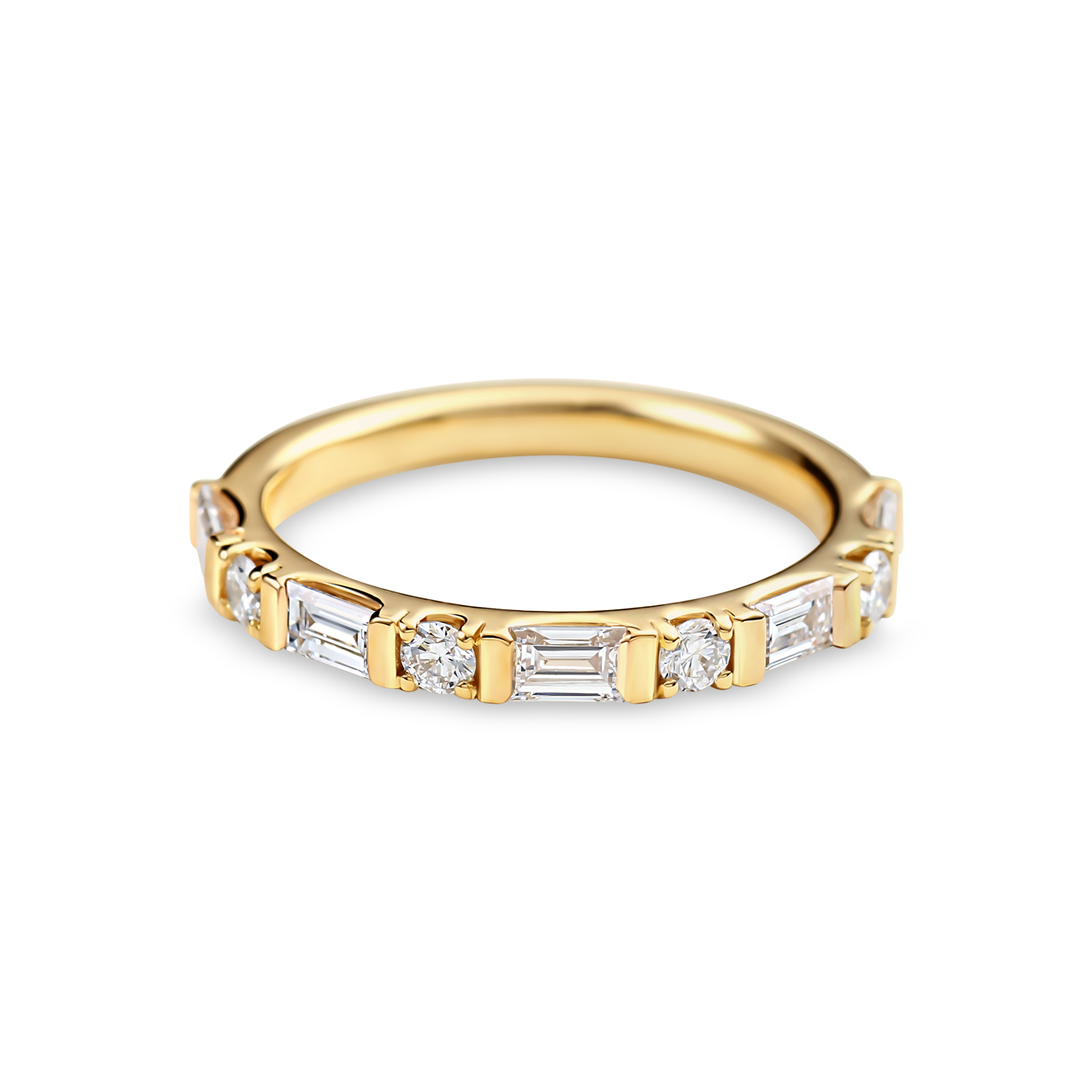 Round and Baguette Diamond Band