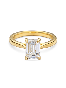 Emerald Cut Diamond Solitaire in a Cathedral Setting