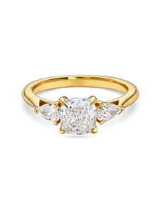 Cushion Cut Trilogy with Pear Shaped Side Diamonds