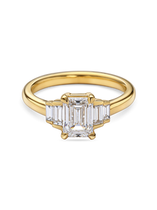 Art Deco Emerald Cut Diamond with Baguettes