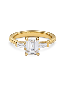 Emerald Cut Diamond Trilogy with Tapered Baguettes