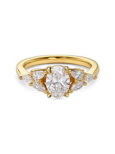 Floral Oval with Pear Cut Diamonds