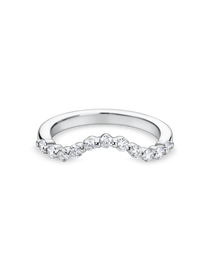 shaped wedding band with round lab grown diamonds finished in platinum