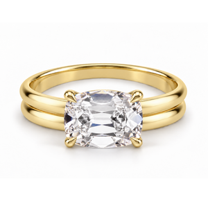Antique Cushion Double Band Engagement Ring