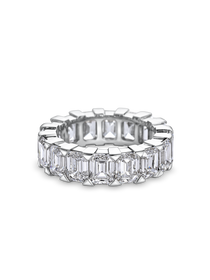 platinum emerald cut lab grown diamond eternity ring