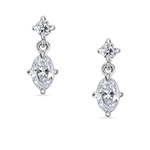 lab grown oval and round diamond drop earrings in platinum