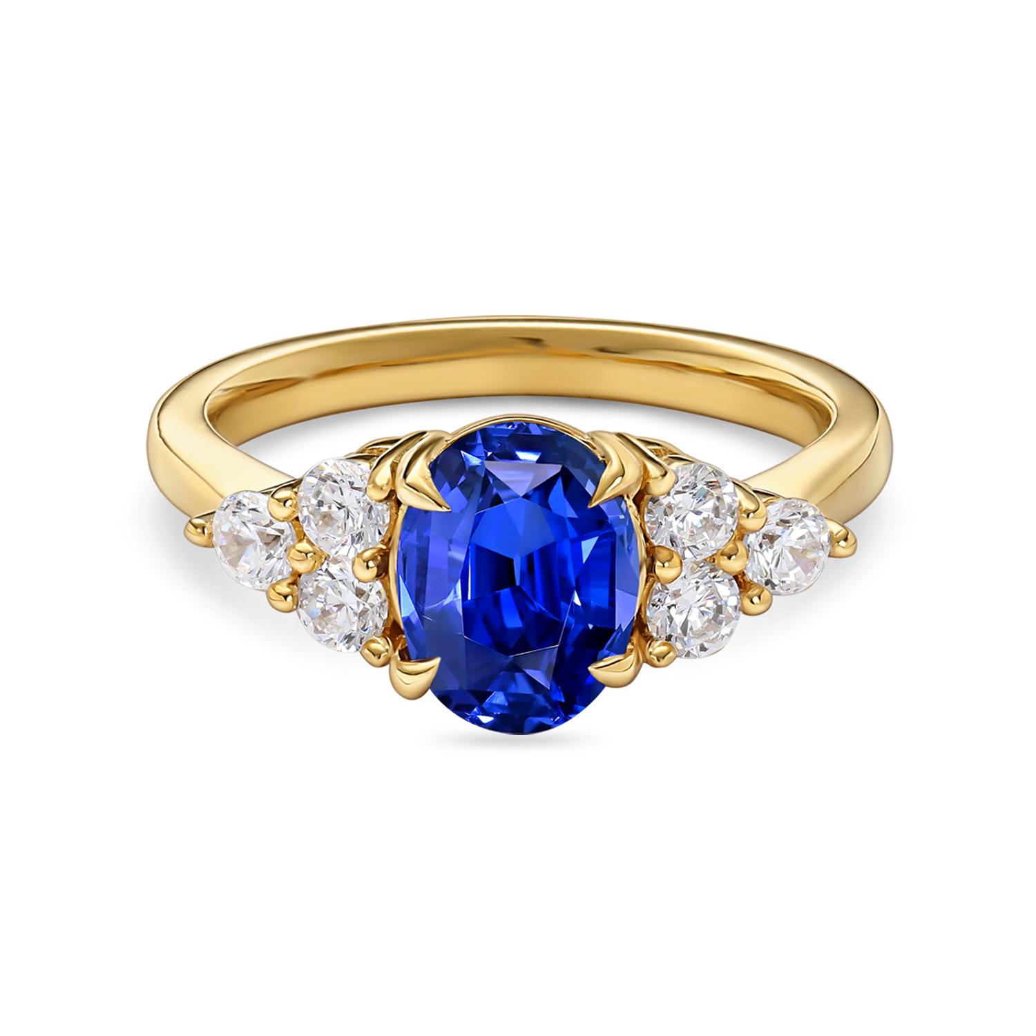 lab grown gemstone engagement ring yellow gold front view