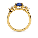lab grown gemstone engagement ring yellow gold side view
